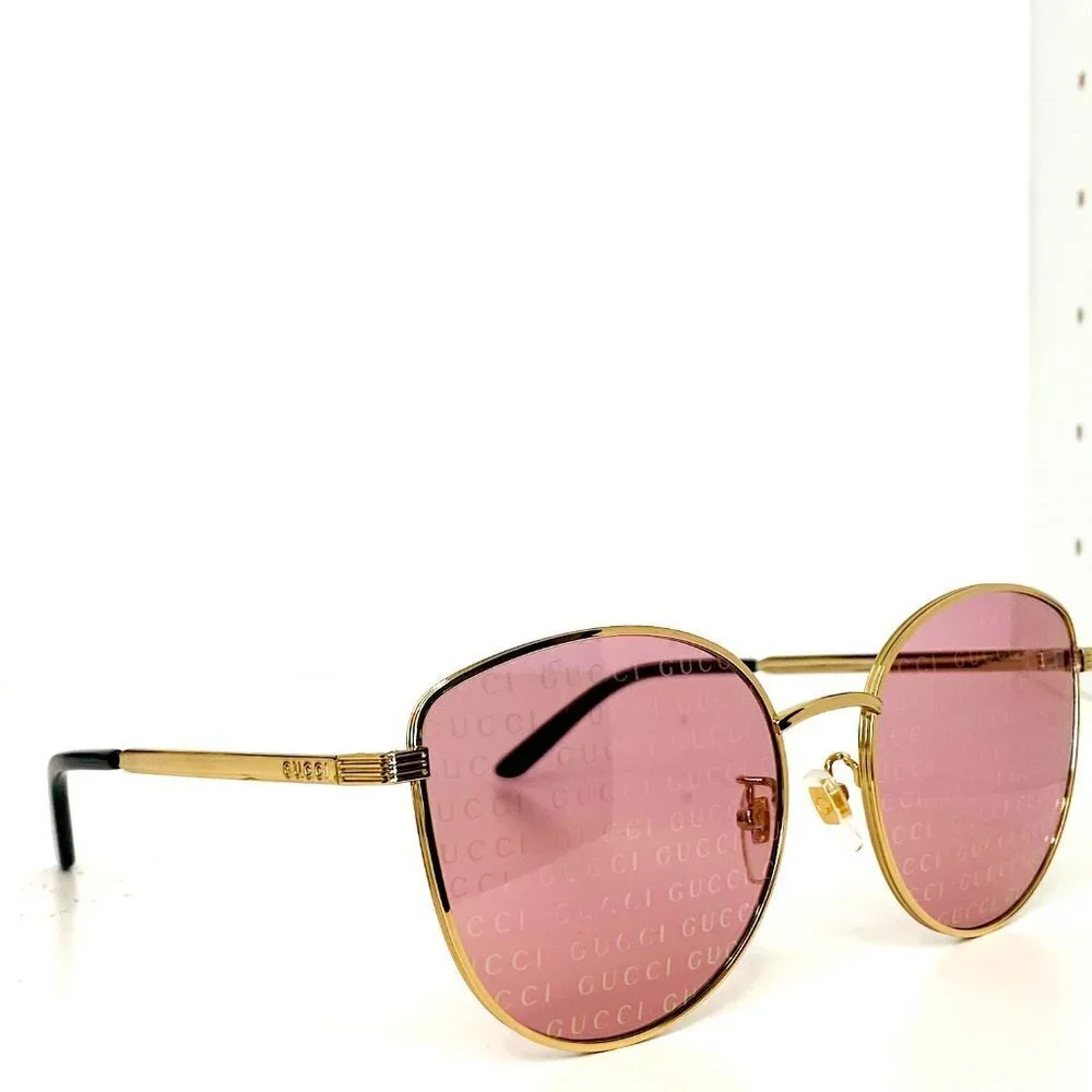 NWT Gucci GG0807SA-004 Gold Oversized 58mm Sunglasses